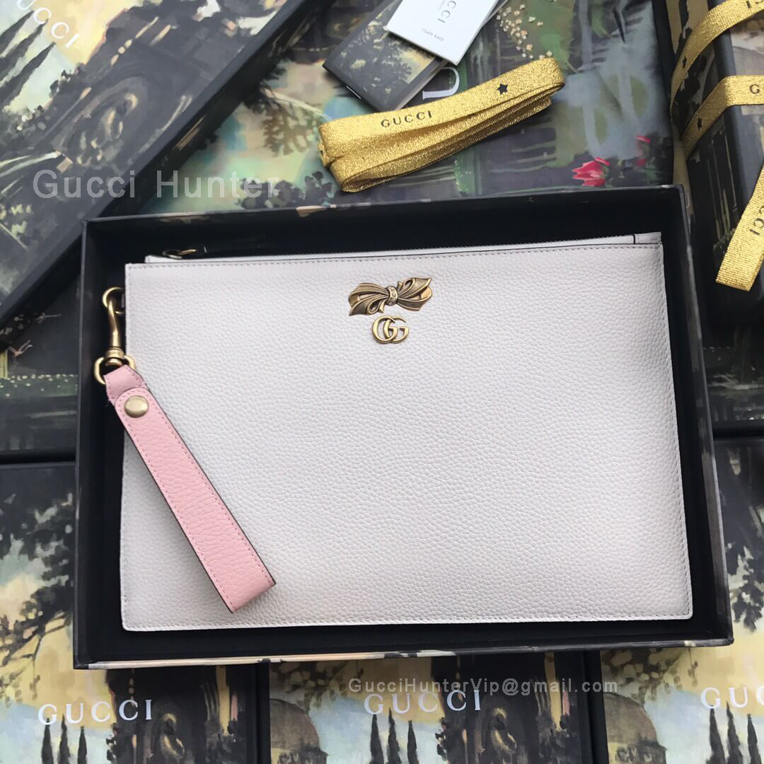 Gucci Leather Pouch Clutch White 524299
